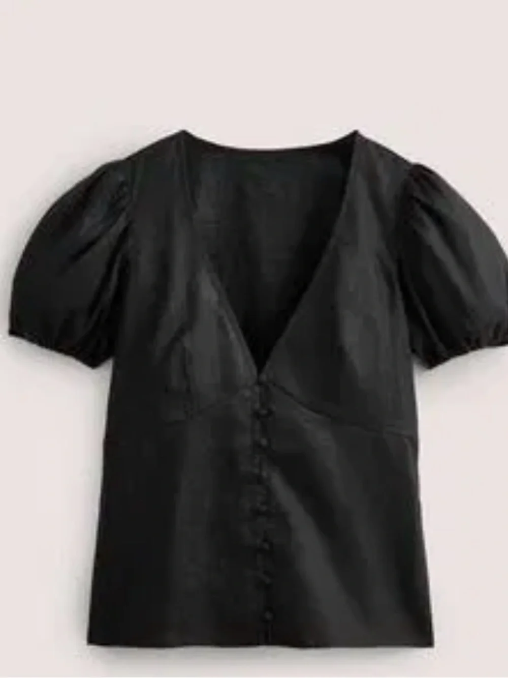 Boden White V-Neck Button Front Blouse